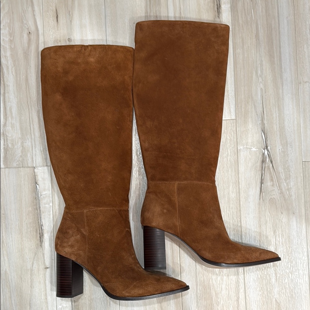 Brown Suede Knee-High Boots